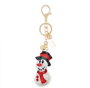 Snowman Crystal Keychain Christmas